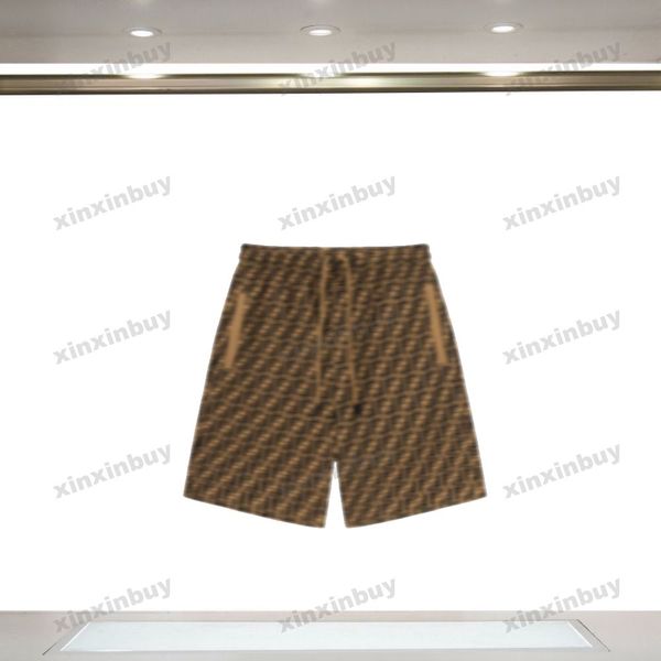 

xinxinbuy men women designer beach shorts pant double letter pattern print letters hawaii vacation summer blue black gray xs-l