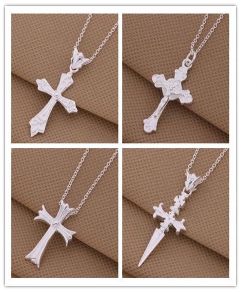 

mixed order 925 silver cross pendant necklace fashion jewelry 20pcslot8159362