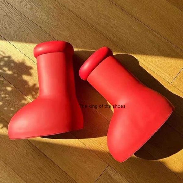 

astro boy mschf men women rain designer boots big red boot thick bottom non-slip booties mens rubber platform bootie size 35-44, Black
