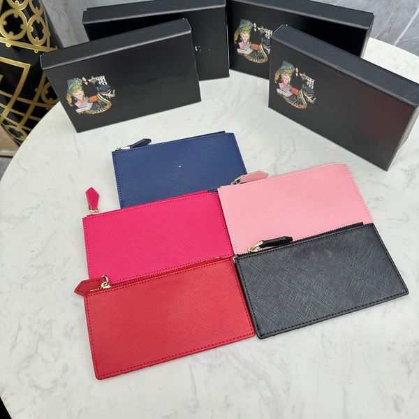 

designer bags classic metal triangle women wallet luxury brand ladies zipper coin purses multi card thin card bags portable ladies clutch ba, Red;black