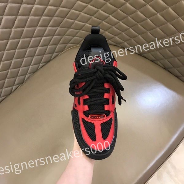 

2023 luxury designer men shoes sneakers calfskin trainers basketball white grey thick bottom sneakers leather platform shoe, Black