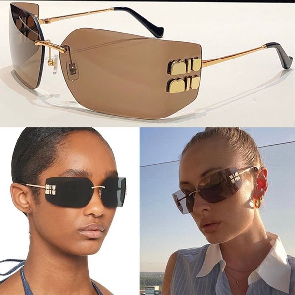 

wave mask sunglasses designer womens frameless sunglasses pink lenses metal leg fit womens leisure fashion beach party sunglasses, White;black