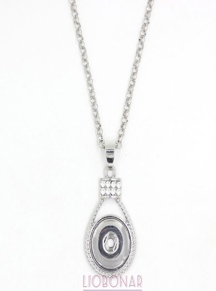 

whole snap jewelry interchangeable crystal snap pendants necklace fit 18mm snap buttons jewelry bijoux collier1380307, Silver