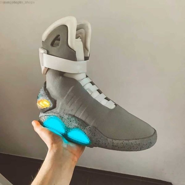 

air mag automatic laces casual shoe sneakers marty mcfly's led shoes man back to the future glow in the dark gray boots mcflys sneaker, Black
