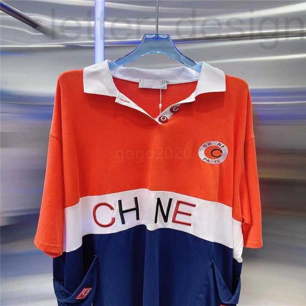 

women's t-shirt designer 2022 women summer tee with letter embroidery female milan runway crop t-shirt clothing high end lapel neck lo, White