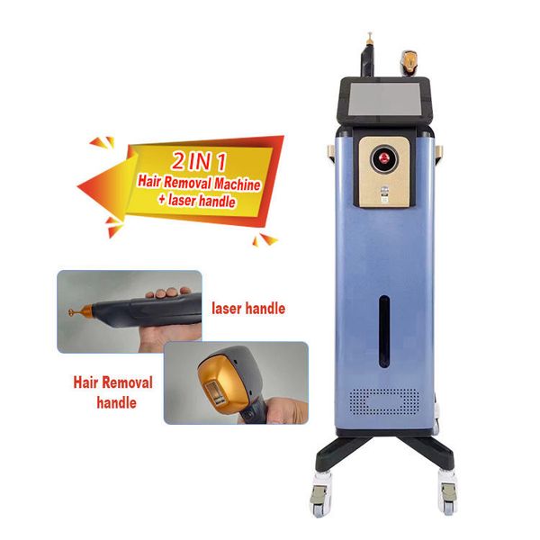 

2023 multifunction 2 in 1 pico laser picosecond skin rejuvenation 808nm diode laser women hair removal machine, Black
