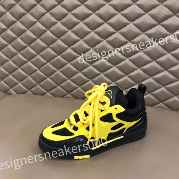 

new luxury designer men shoes sneakers calfskin trainers basketball white grey thick bottom sneakers leather platform shoe, Black