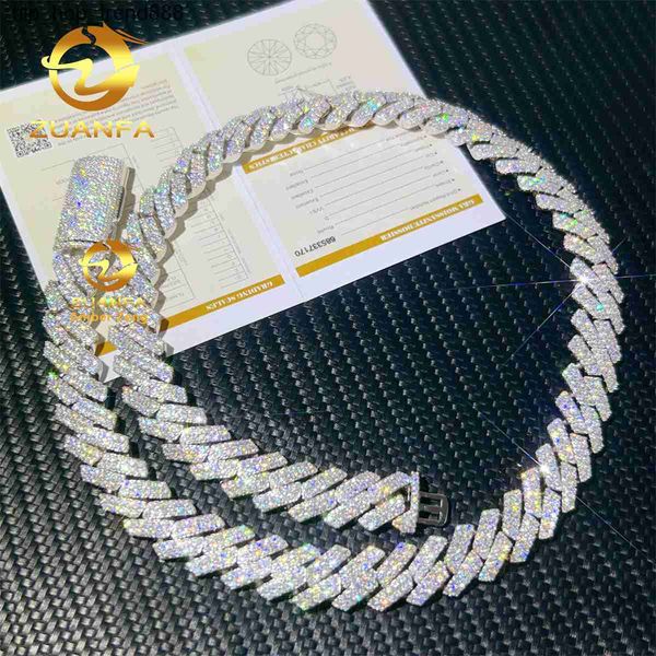 

925 silver necklace moissanite cuban chain hip hop jewelry street punk men women