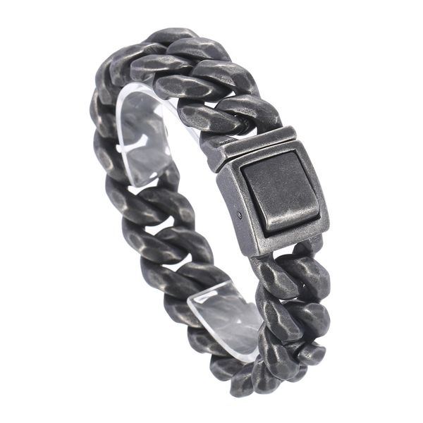 

heavy 159g vintage black curb link chain bracelet stainless steel cool jewelry for mens .father gifts.xmas gifts.husband gifts 19mm 8.66inch