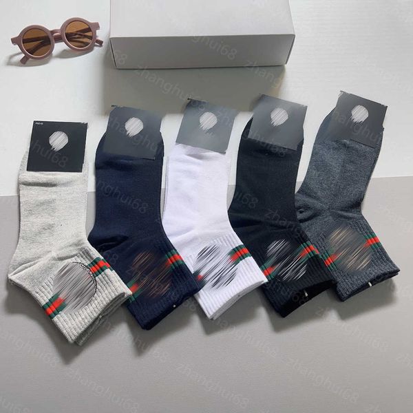 

23ss high-cut socks designer men women sock 5 pairs in box color mosaic portrait jacquard short socks pure cotton sweat-absorbent comfortabl, Black