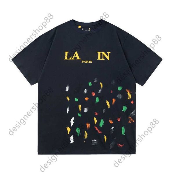 

gellary dapt lavins men's t-shirts men and women's splash ink hand-painted short sleeve t-shirt lovers co-branding fashion, White;black