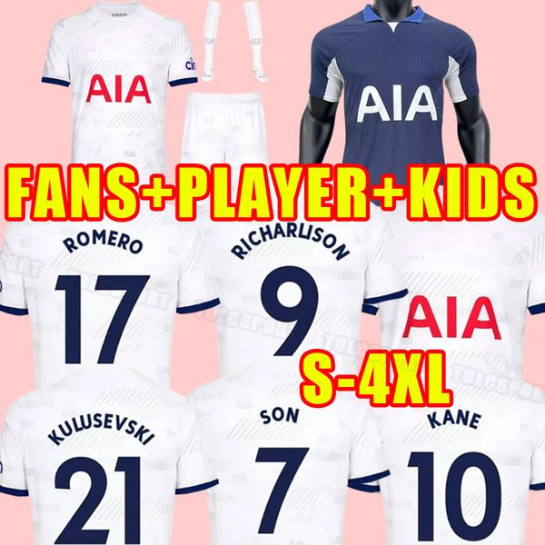 

fans player version 23 24 son soccer jerseys 2023 2024 jersey football shirt lucas hojbjerg romero kulusevski bentancur kane richarlison ndo, Black;yellow