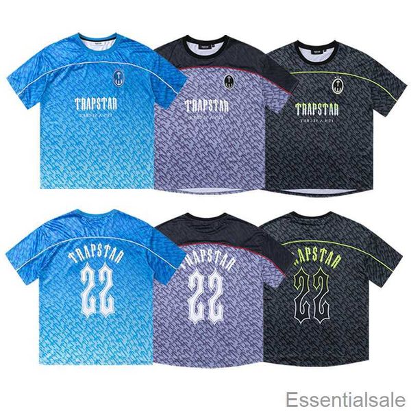 

football jersey trapstar designer mens shirt mesh short sleeve blue no.22 sportswear t-shirt leisure trend street fashion 5n6q, White;black