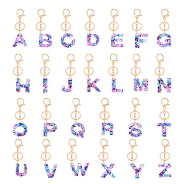 

fashion az letter keychain trendy creative colorful 26 english key rings initial resin handbag keyring women gift1583277, Slivery;golden