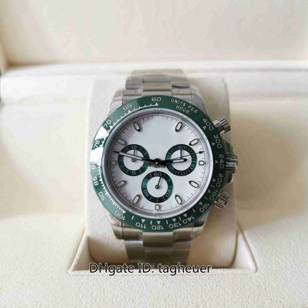 

bl factory mens watch cal.4130 movement 40mm x 12.5mm cosmograph 116500 chronograph watches green ceramic bezel mechanical automatic men&#03, Slivery;black