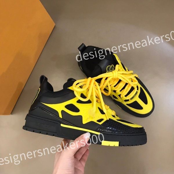 

2023 new luxury designer men shoes sneakers calfskin trainers basketball white grey thick bottom sneakers leather platform shoe, Black