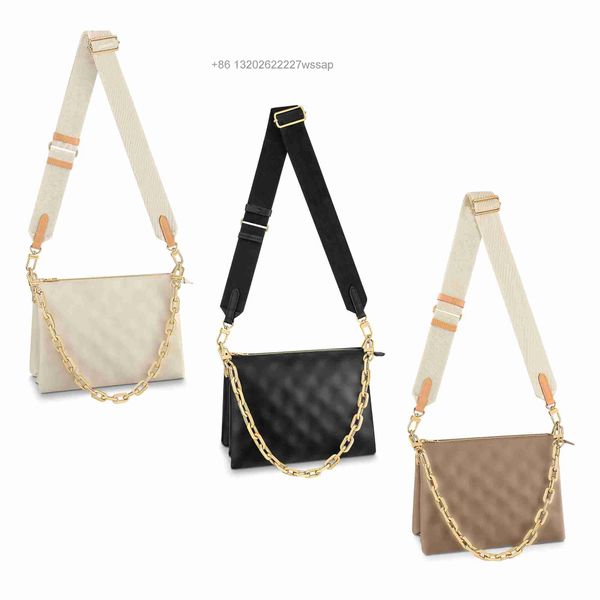 

7a quality luxury pochette coussin m57790 leather bag womens mens tote crossbody designer handbags fashion mm embossing wallet gold chain ha