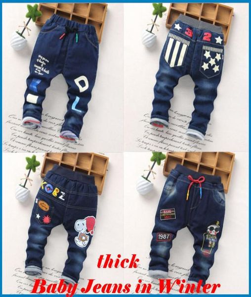 

kids pants boys girl boys039 jeans baby new winter children jeans trousers thick jeans and cotton children039s cartoon print1586902, Blue