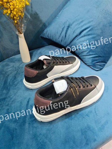 

2023 new luxurys designer flat sneaker trainer casual shoe leather white overlays fashion platform mens womens sneakers size 35-46, Black