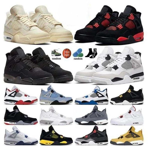 

box with basketball 4 shoes for men women 4s military black cat sail red thunder white oreo cactus jack blue university infrared cool grey m