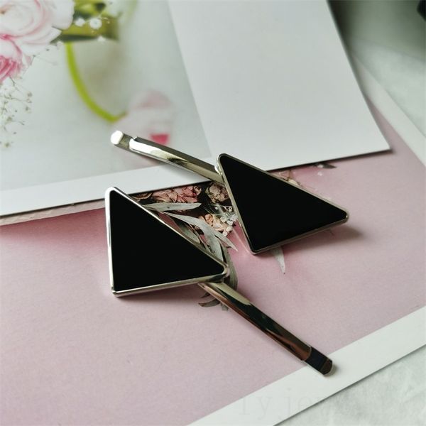 

simple designer hair clips enamel triangle hairpin for ladies attractive small hair decor single sided dress letter pretty rock hiphop luxur, Golden;silver