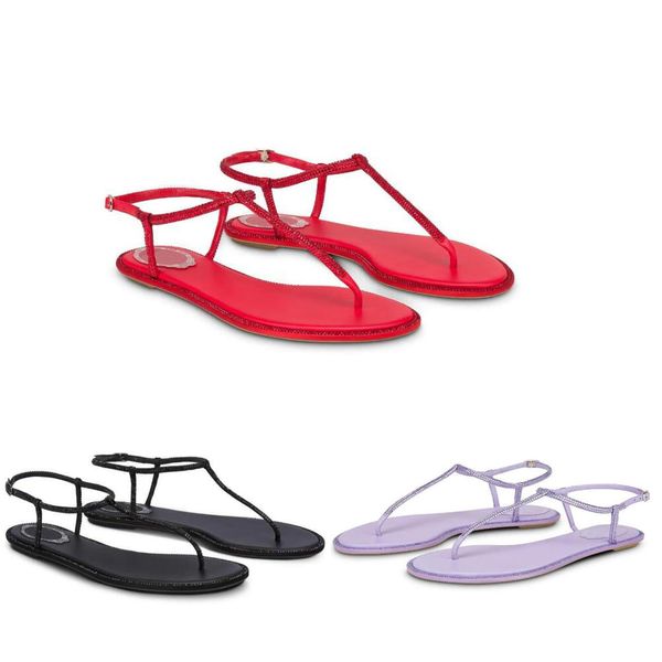 

summer women's flat sandals modern renescaovilla flip-flops sandals fashion brand morgan crystal casual walking shoes eu35-43, Black