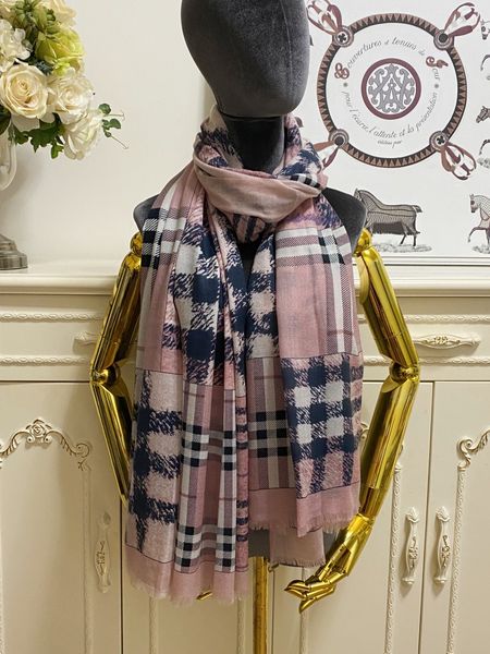 

women's long scarf scarves shawl 100% cashmere material thin and soft print pattern big size 200cm - 100cm, Blue;gray