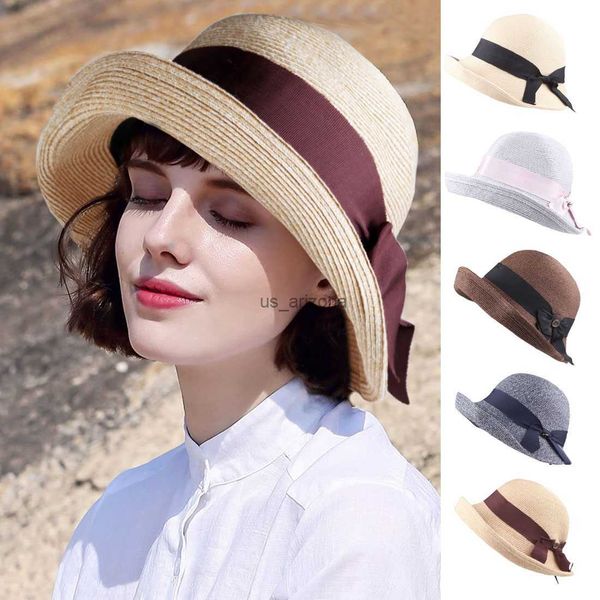 

xthree good quality summer hat women raffia straw cap female casual ladies sun hat for girl beach hat panama l230620, Blue;gray