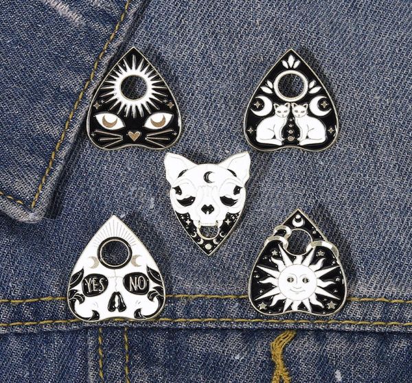 

witch ouija enamel pins custom witchcat sun moon skull brooches lapel badges black punk gothic jewelry gift for kids friends7997544, Blue