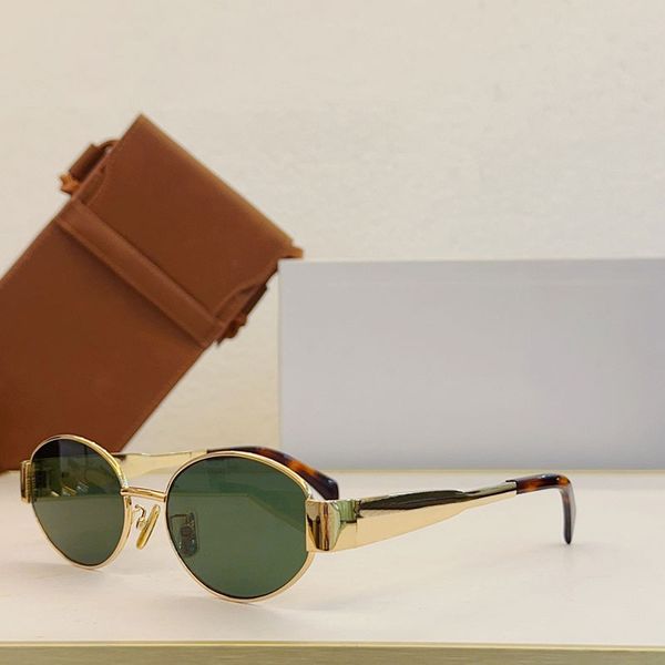 

women arc de triomphe oval frame sunglasses cl40235 womens gold wire mirror green lens metal leg triplet signature on templeieb5, White;black