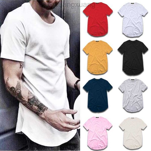 

fashion men's t extended shirt street stylet-shirt men's clothing curved hem long line tees hip hop urban blank basic t shirts tx, White;black