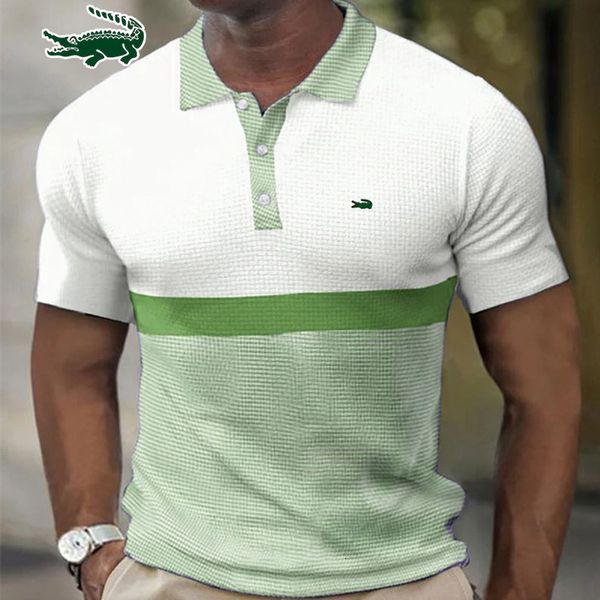

mens polos polo shirt fashion stripe stitching casual lapel button summer short sleeve slim figure breathable routine work 230619, White;black