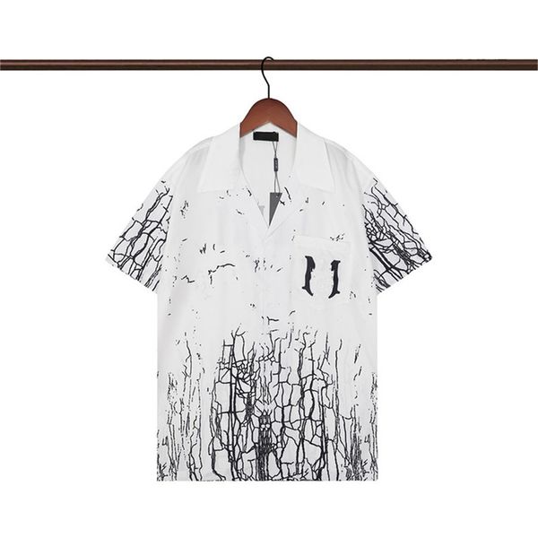 

luxurys men's t-shirt fashion lapel shirt summer outdoor loose fresh casual printed button short sleeve hawaiian beach party style shir, White;black
