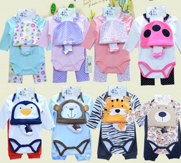 

2016 infants baby bodysuits rompers boys girls long sleeve bodysuitspanthatsocks 4pcs set cotton babys clothing 8colors 38665817517, White
