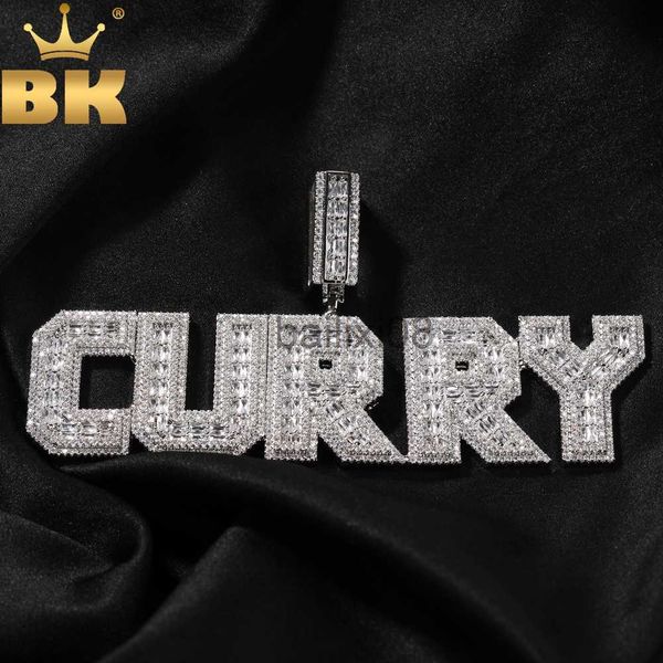 

pendant necklaces the bling king custom bold baguettecz letters pendant iced out square bling cubic zirconia name neckle hiphop rapper jewel, Silver