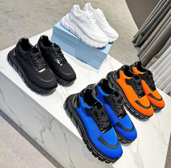 

new re-nylon and brushed leather sneakers designers men polarius sneakers fashion leather mesh cloth ventilate casual sports shoes size 38-4, Black