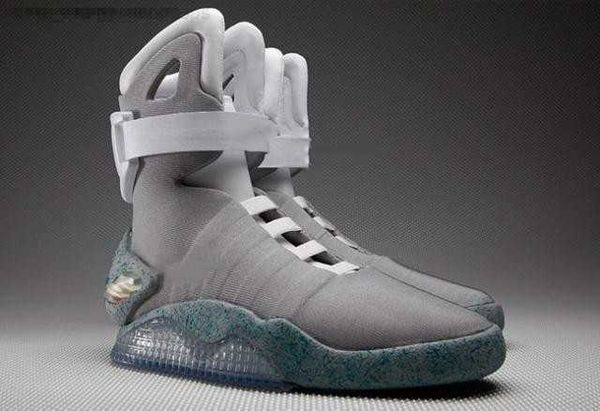 

automatic laces air mag sneakers marty mcfly's led shoes men back to the future glow in the dark gray boots mcflys sneaker with box uk, Black