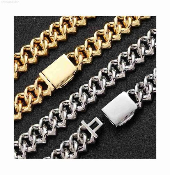 

vvs vs 10k gold 12mm full diamond european and american black trend hiphop rap trendy male female necklace cuban chain, Silver