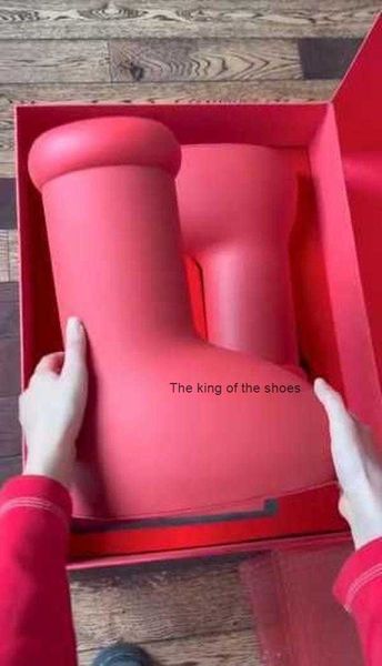 

2023 mschf men women rain boots designers big red boot thick bottom non-slip booties rubber platform bootie fashion astro boy size 35-46 ire, Black