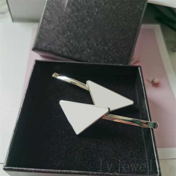 

solid color hairpin for women triangle hairpins enamel tag with letters plated silver blonde hair single sided versatile durable hair clips, Golden;silver