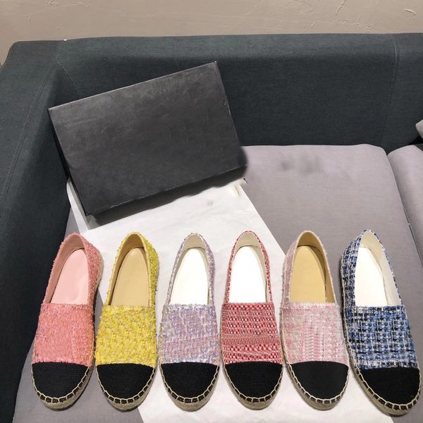 

luxury designer summer outdoors fashion women man espadrilles loafers fisherman canvas flat shoe cotton tweed grosgrain leather woman shoe, Black
