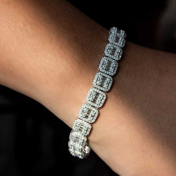 

custom gold 925 silver round and baguette necklace bracelet vvs moissanite tennis bracelet