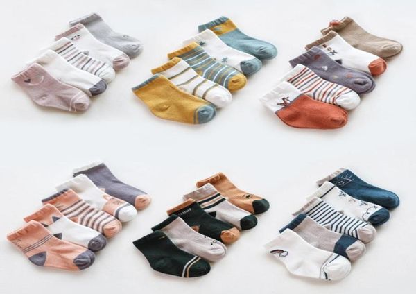

socks 5pairsset lovely cartoon baby for born stripe girl boy cotton infant toddler floor kids sokken5772742, Pink;yellow