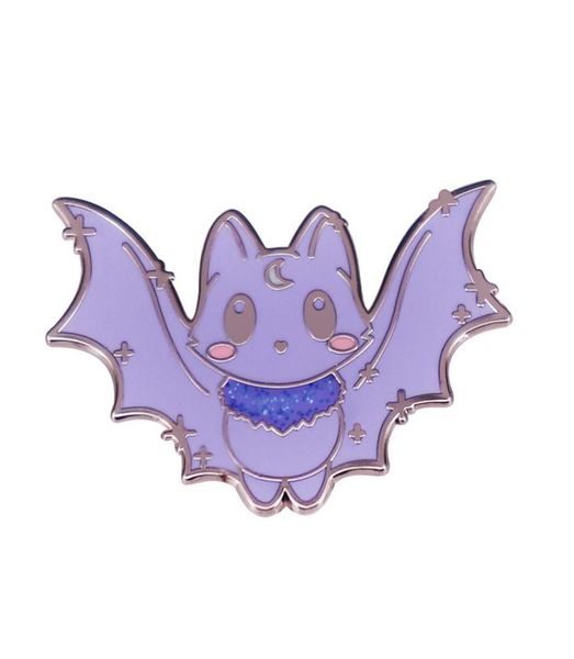 

twinkle baby bat enamel pin glitter whitch moon cat brooch cute spooky halloween gothic fashion jewelry gift9278956, Blue