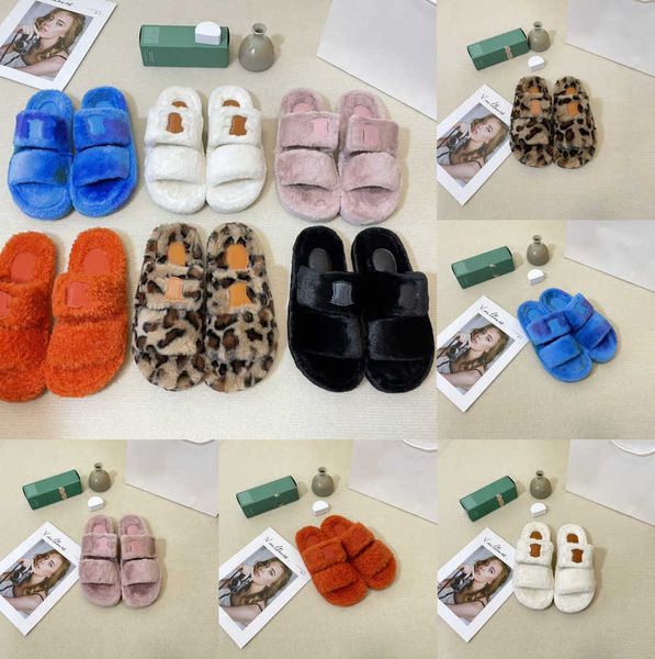 

triomphe autumn winter high-end soft fur slippers shearling luxury women designer woman plush slipper indoor l shoes warm slippery ladies fl, Black