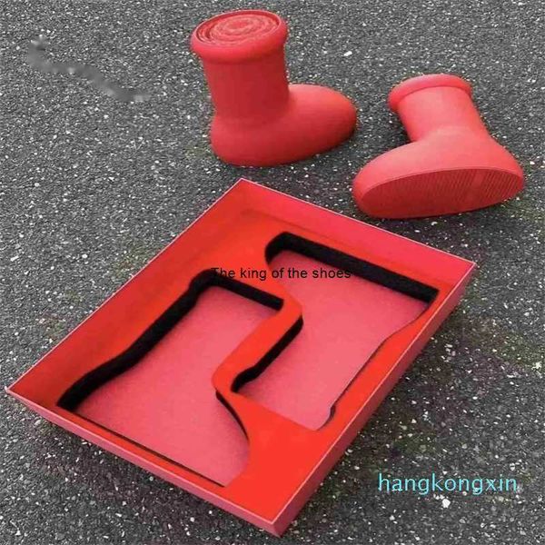 

mschf men women rain boots designers big red boot thick bottom non-slip booties rubber platform bootie fashion, Black