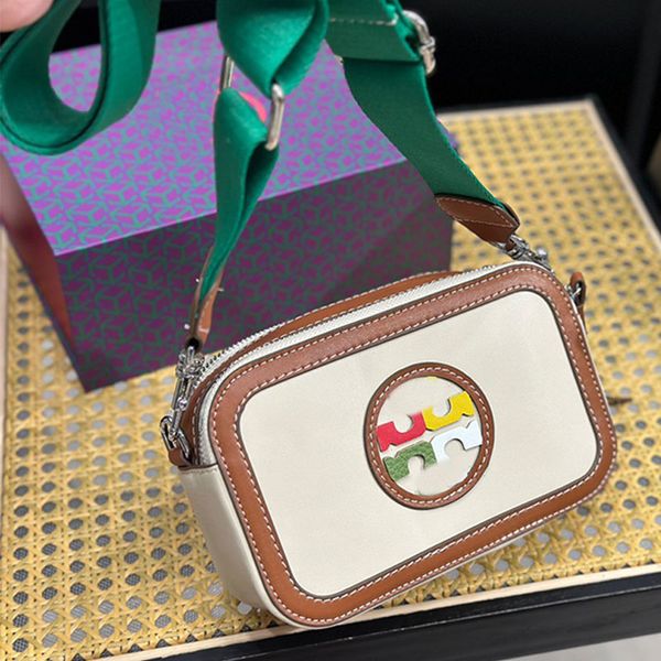 

mini camera bag designer bag women crossbody shoulder bags summer beach bag handbags leather woven wide nylon strap purse double zipper clut