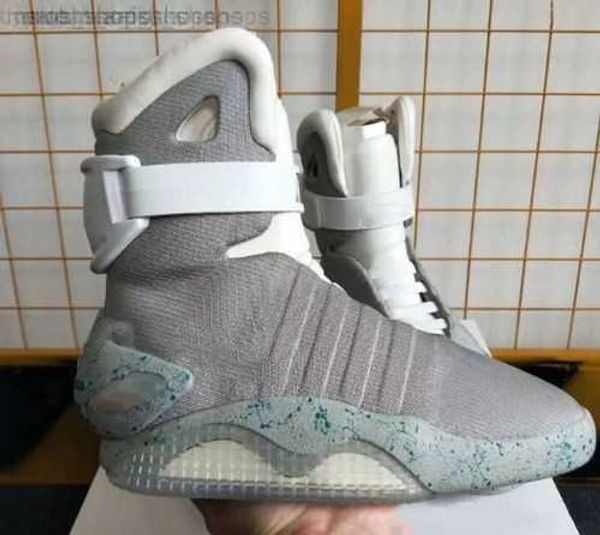 

running shoes 2022 sandals automatic laces air mag sneakers marty mcfly's led shoes man back to the future glow in the dark gray boots, Black