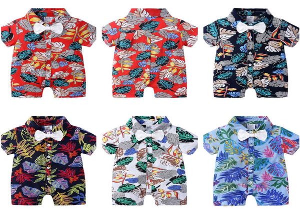 

kids designer clothes boys rompers floral print children039s infant jumpsuit baby summer pajamas clothes hawaiian style cz5269312820, Blue