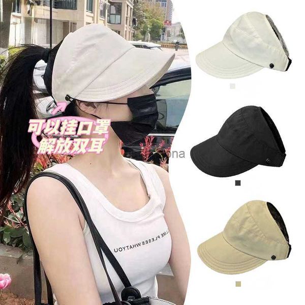 

ladies sun visor cap spring summer upf 50+ 2023 new solid color woman ponytail empty hat soft brim quick dry sun hat l230620, Blue;gray